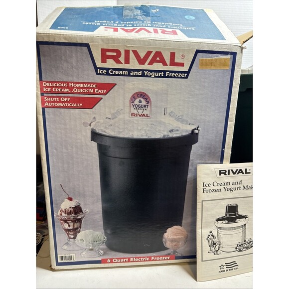 Vintage Rival Electric Ice Cream Freezer Maker 6 Qt Quart Model 8605 USA Green - Picture 2 of 16